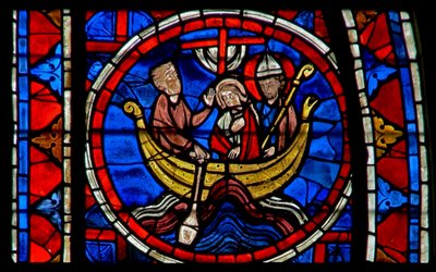 Window depicting the Transfer of the relics of St Martin by French School