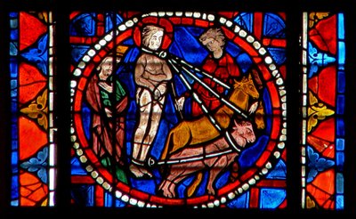 Window depicting the martyrdom of St Lucy by French School