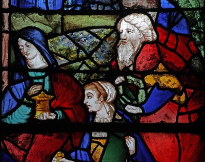 Window depicting at the Deposition by French School