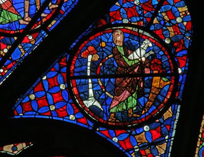 Window w115 depicting Abel brings a lamb to sacrifice by French School