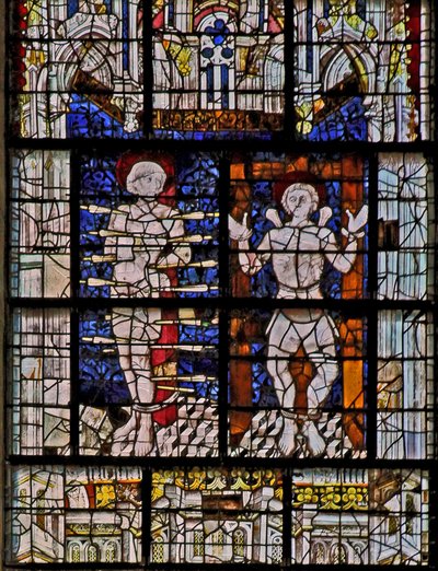 Window w115 depicting St Sebastian and St Quentin by French School