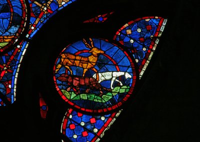 Window w115 depicting the Creation of the animals by French School