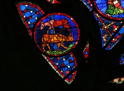 Window w115 depicting the Creation of the animals by French School