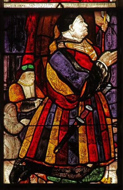Window w11 depicting a donor figure and his family by French School