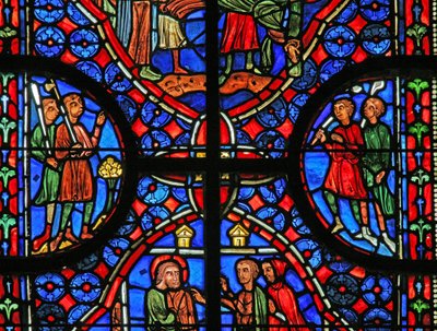 Window w11 depicting background and design in the St Andrew window by French School