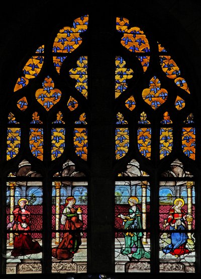 Window depicting heraldic eaglets of the Montmorencys coat of arms by French School