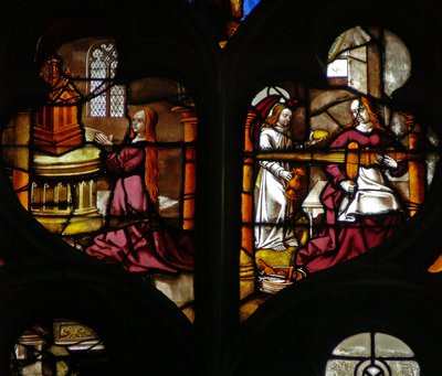 Window depicting the Annunciation (to St Anne?) by French School