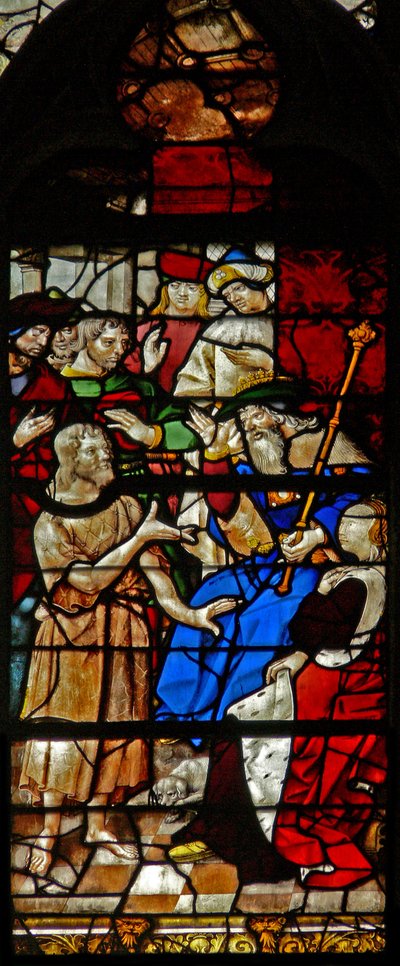 Window depicting St John the Baptist before Herod by French School