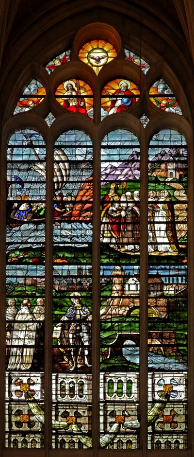 Window depicting the Trinity; Louis IX and the Carmelites by French School