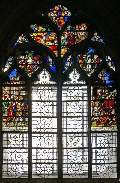 Window depicting St Michael and the life of St Agnes by French School