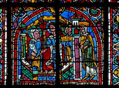 Window w125 depicting Christ visits St Catherine in prison by French School