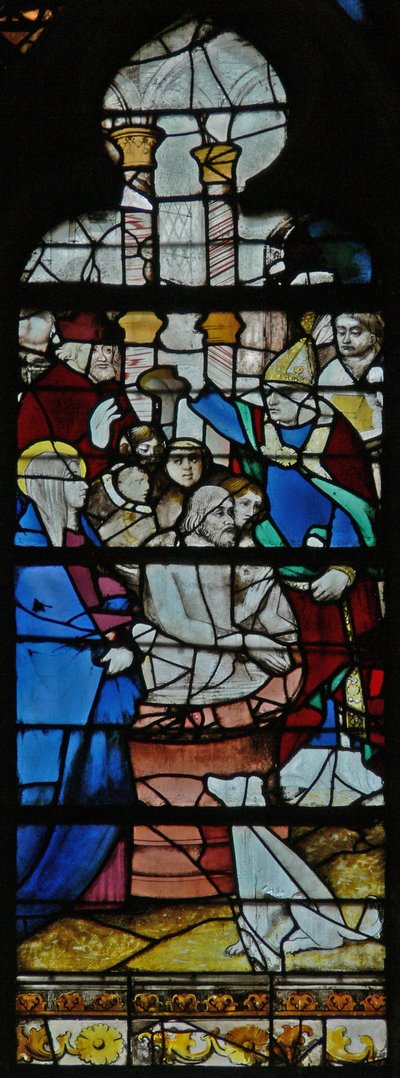 Window depicting St Maximin baptising by French School