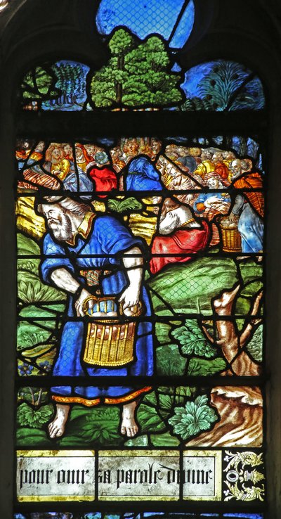 Window depicting a detail from the Miracle of the Feeding of the 5000 by French School