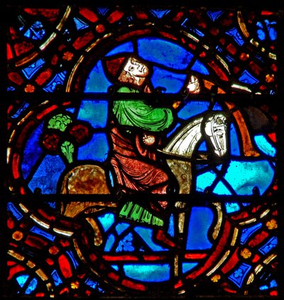 Window w12 depicting a scene in the Good Samaritan window: the doctor arrives by French School