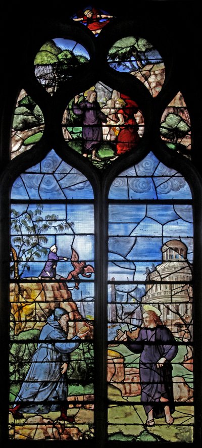 Window depicting the Temptation in the Wilderness by French School