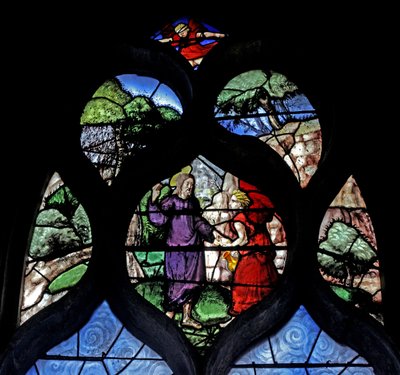 Window depicting the Temptation in the Wilderness by French School