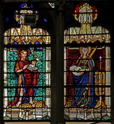 Window depicting St John Baptist and St Catherine by French School