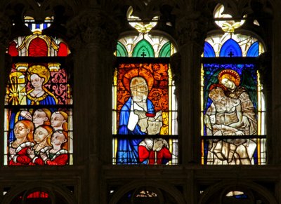 Window depicting St Catherine with donors