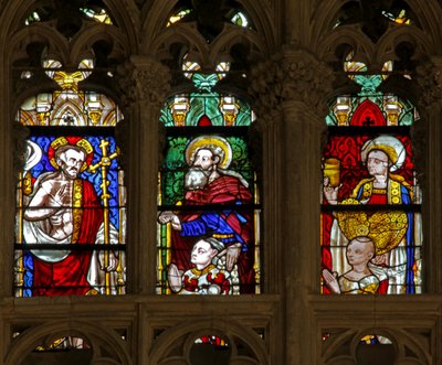 Window depicting St Mary Magdalene, Christ and St Anthony by French School