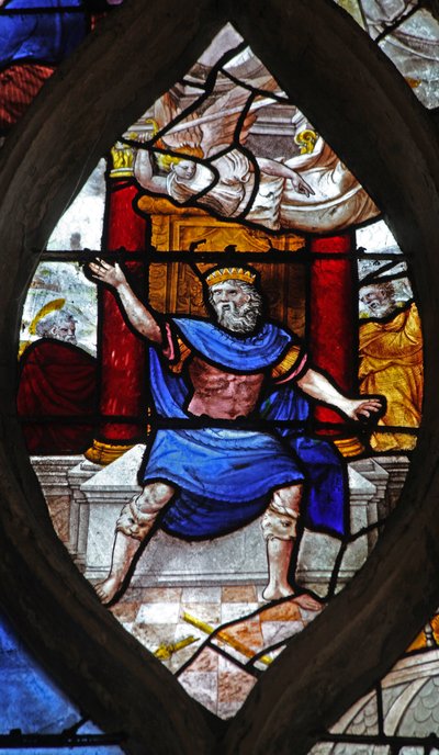 Window depicting St Peter Scene; Herod Harassed by an Angel by French School