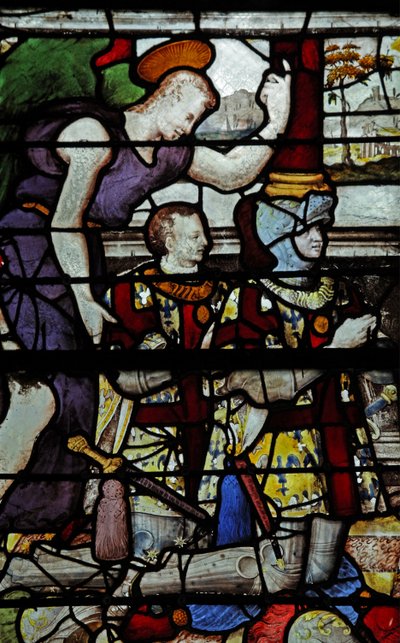 Window depicting the Archangel Gabriel and Montmorency donors by French School