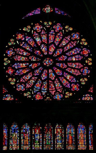 Window w141 depicting the Death of the Virgin Mary by French School