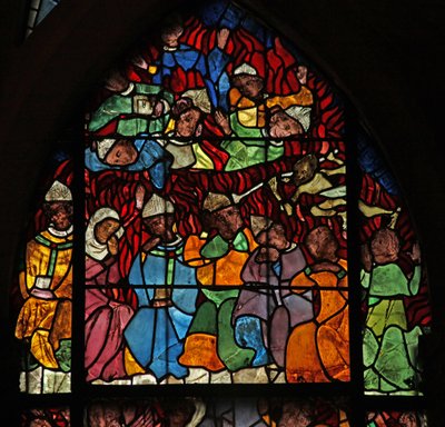 Window w16 depicting a scene from the Last Judgement: the Damned by French School