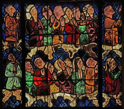 Window w16 depicting a scene from the Last Judgement: the Elect by French School