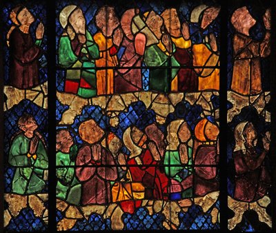 Window w16 depicting a scene from the Last Judgement: the Elect by French School