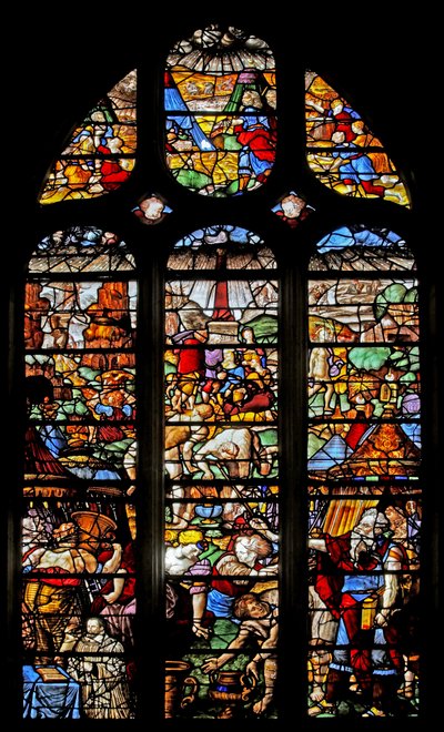 Window depicting the Israelites Collecting the Manna by French School