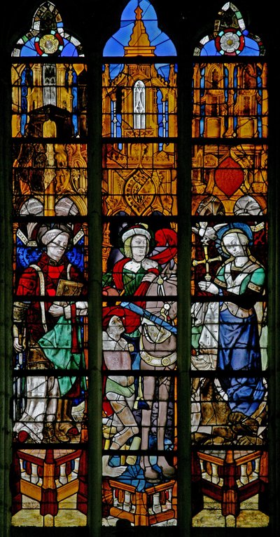 Window depicting St Lawrence, St Martin and St Margaret by French School