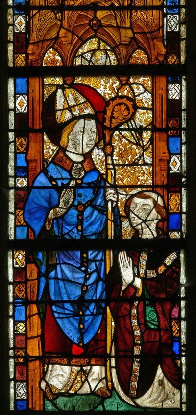 Window w17 depicting St Nicholas and the donor Oudin de Troyes by French School