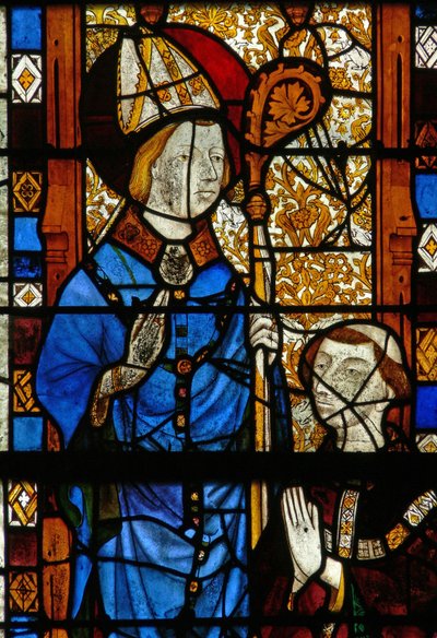 Window w17 depicting St Nicholas and the donor Oudin de Troyes by French School