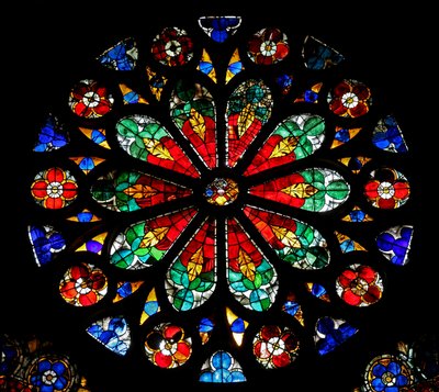Window w17 depicting a rose with naturalistic design by French School