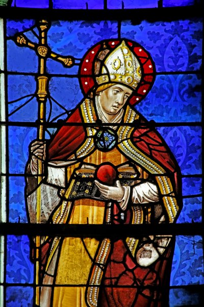 Window depicting St Augustine holding a flaming heart by French School