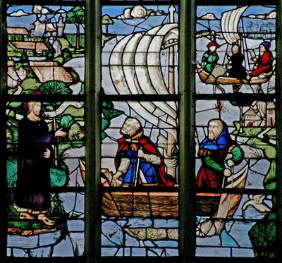Window depicting a Resurrection scene: the Miraculous Draft of Fish by French School