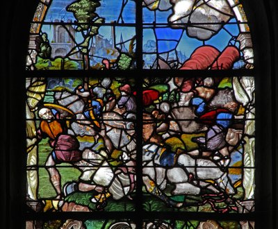 Window depicting the Conversion of St Paul by French School