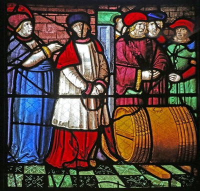 Window depicting the Life of St Remi. The miracle of wine at Cernay by French School