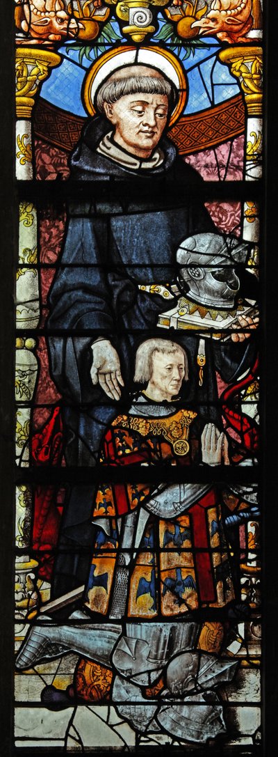 Window depicting St Guillaume and Guillaume de Montmorency by French School