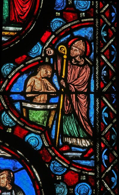 Baptism Scene from the Life of St Martin (Window W1) by French School