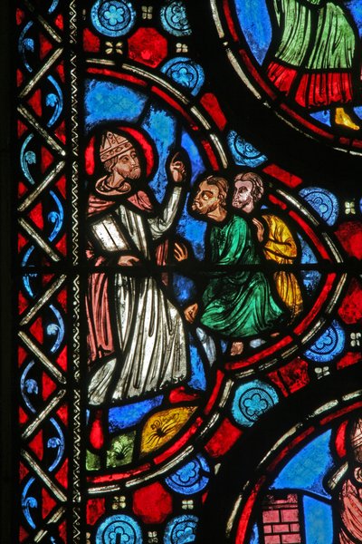 Window w1 depicting a scene from the life of St Martin by French School