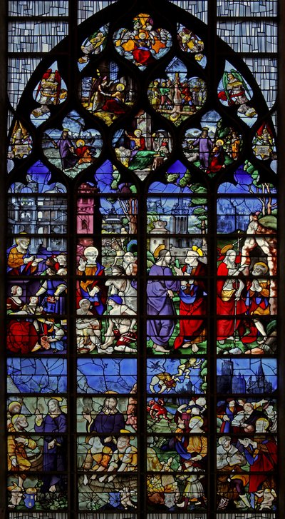 Window depicting scenes from the life of St Peter by French School
