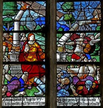 Window depicting the Palace Collapses as They Try to Arrest St Foy by French School