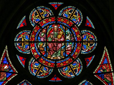 A rosette: Christ surrounded by Evangelist symbols by French School