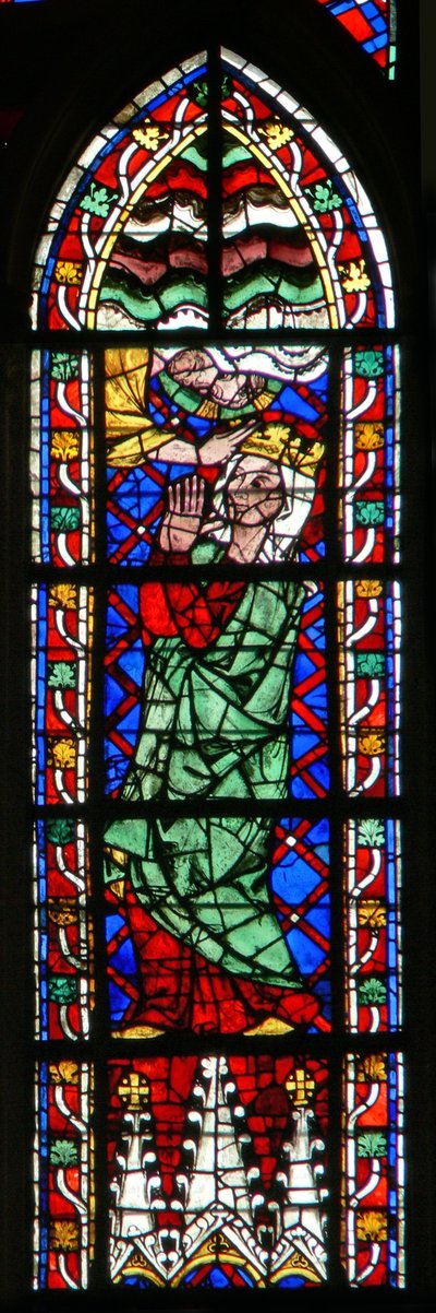 Window depicting the Coronation of the Virgin by French School
