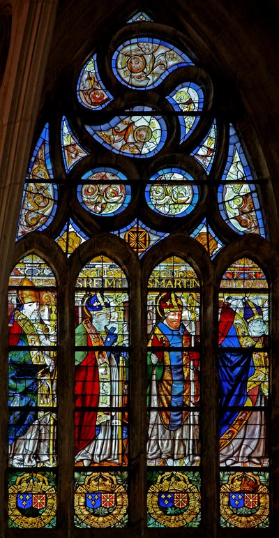 Window depicting St Marceau(?), St Remi, St Martin and St Denis by French School