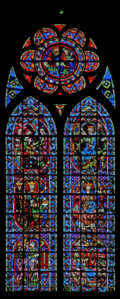 Window depicting the Annunciation and Childhood of Christ by French School
