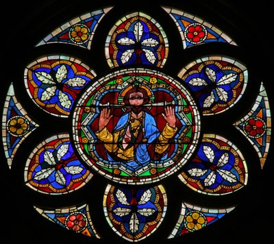 Window w205 depicting Christ of the Last Judgement by French School