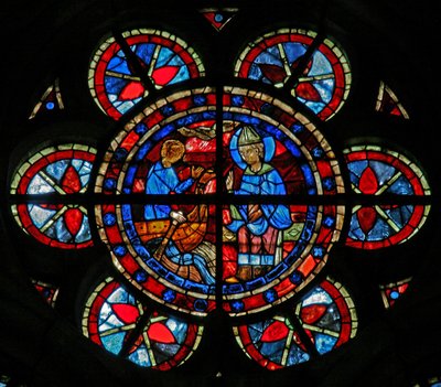 Window depicting St Nicholas Blessing an Oarsman by French School