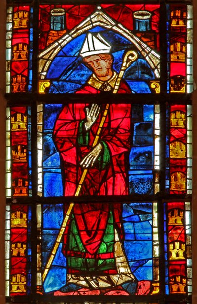 Window depicting a bishop by French School